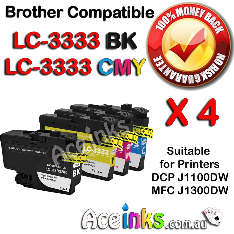 Value Pack 4 Combo Compatible Brother LC3333 BK + C M Y Set